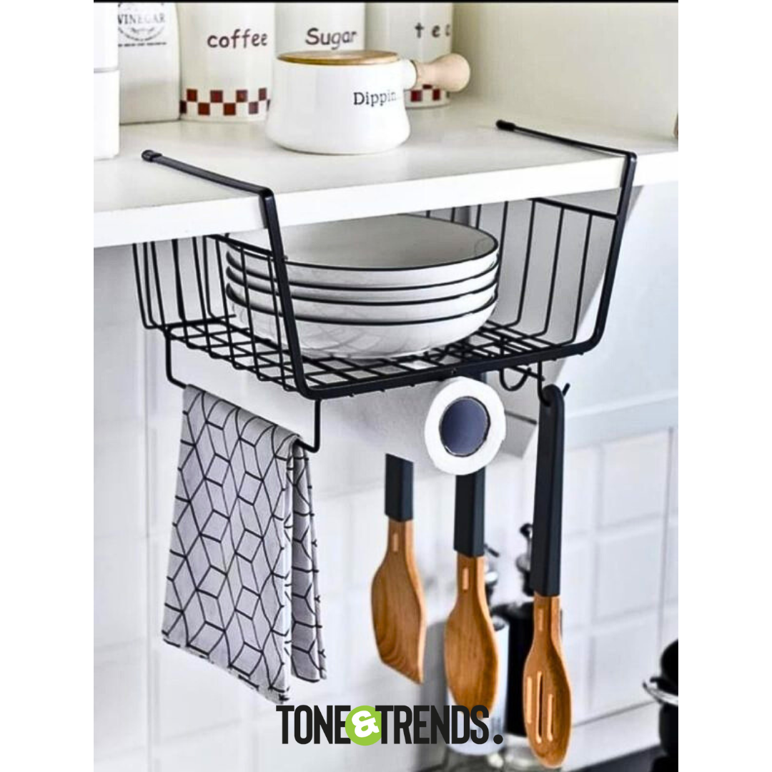 Durable 4-in-1 Under-Shelf Metal Storage Basket