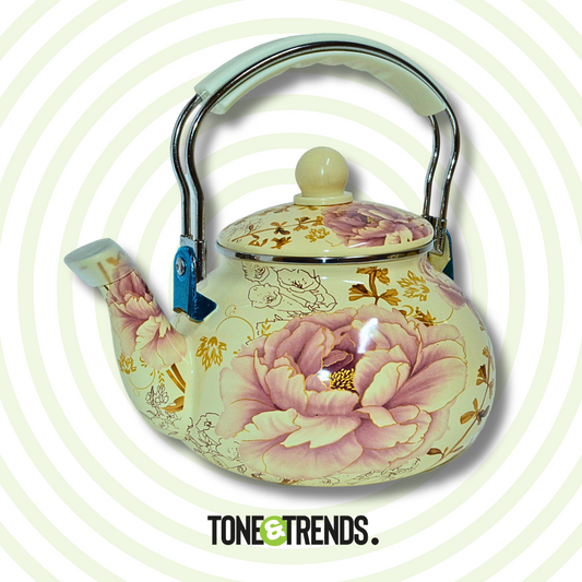 Floral Enamel Tea Kettle with Handle - 2L