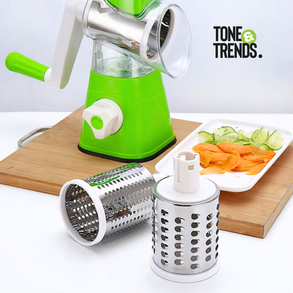 Manual Vegetable Drum Slicer – Multifunctional Round Cutter Kitchen Gadget (Random Color)