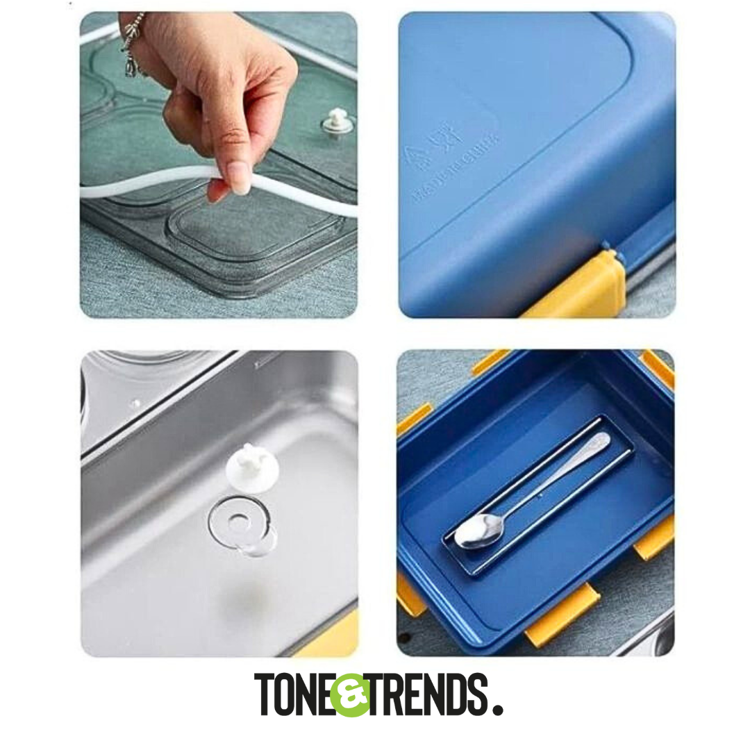 Premium Stainless Steel Lunch Box with Removable Inner Plate (Blue)