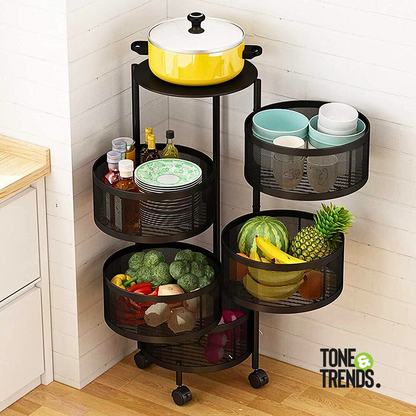 Multi-Layer Black Iron Fruit & Vegetable Storage Rack – 3/4/5 Layer Options