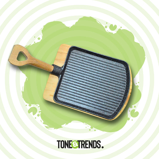 Iron Grill Pan with Wooden Handle